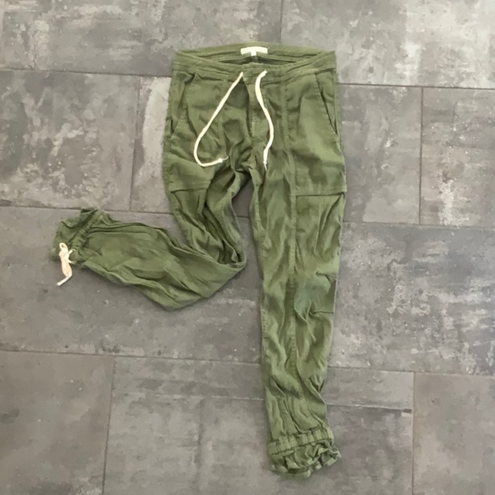 Joie Green and White Joggers with Tapered Ankles